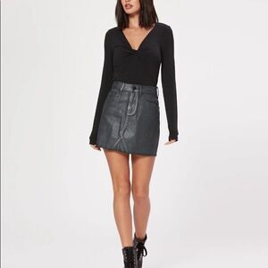 Paige Aideen Metallic Denim Cotton Skirt NEW 27